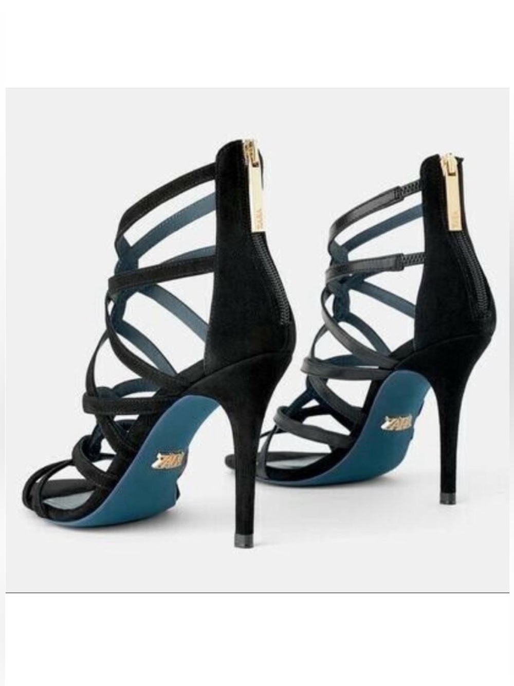 Black Strappy High Heel Sandals